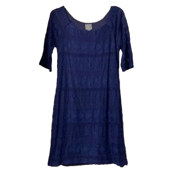 RABBIT rabbit rabbit woman’s navy lace shift midi dress size medium - Picture 1 of 4
